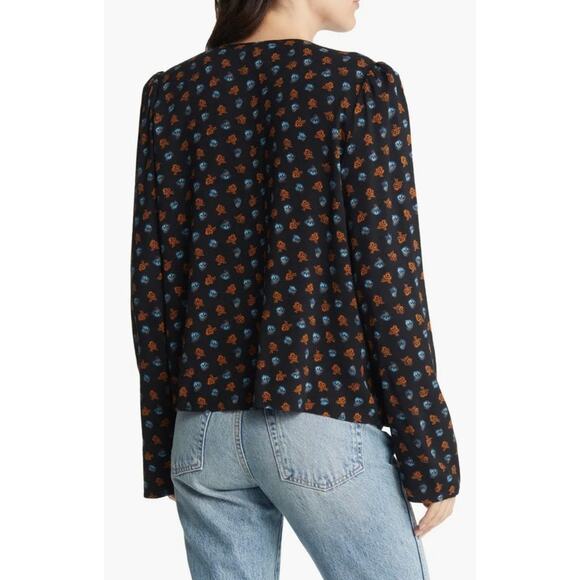 Treasure & Bond Nordstrom New Womens Floral Button Front Dobby Blouse Small - Picture 2 of 9
